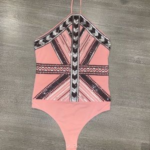 Express Sequin Halter Bodysuit. NWT